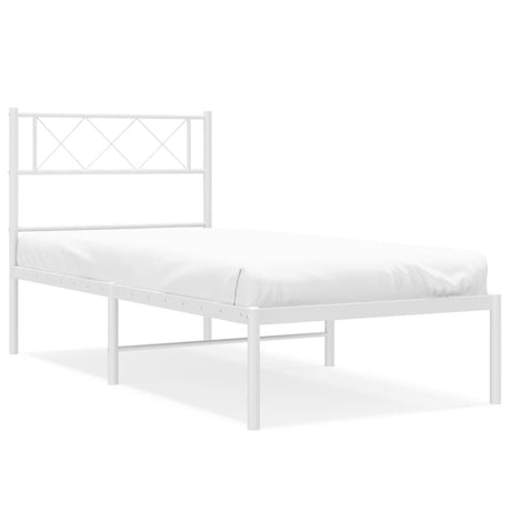 Vidaxl bedframe met hoofdbord metaal wit 90x200 cm
