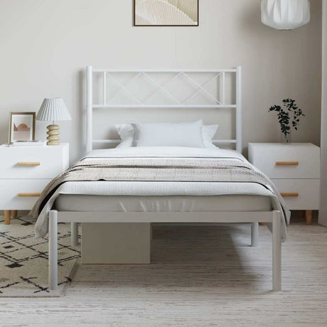 Vidaxl bedframe met hoofdbord metaal wit 100x190 cm