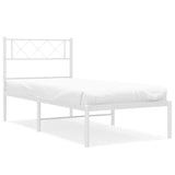 Vidaxl bedframe met hoofdbord metaal wit 100x200 cm