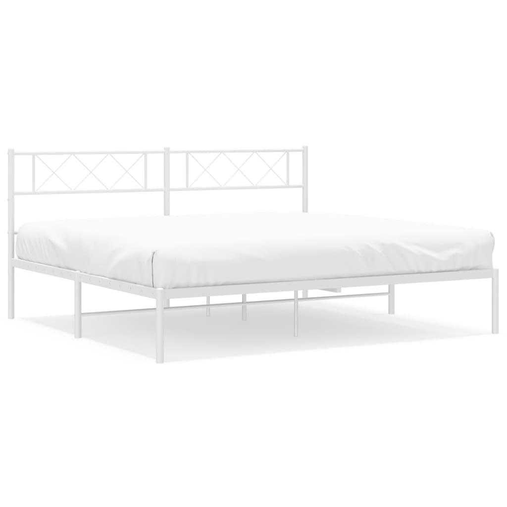 Vidaxl bedframe met hoofdbord metaal wit 200x200 cm