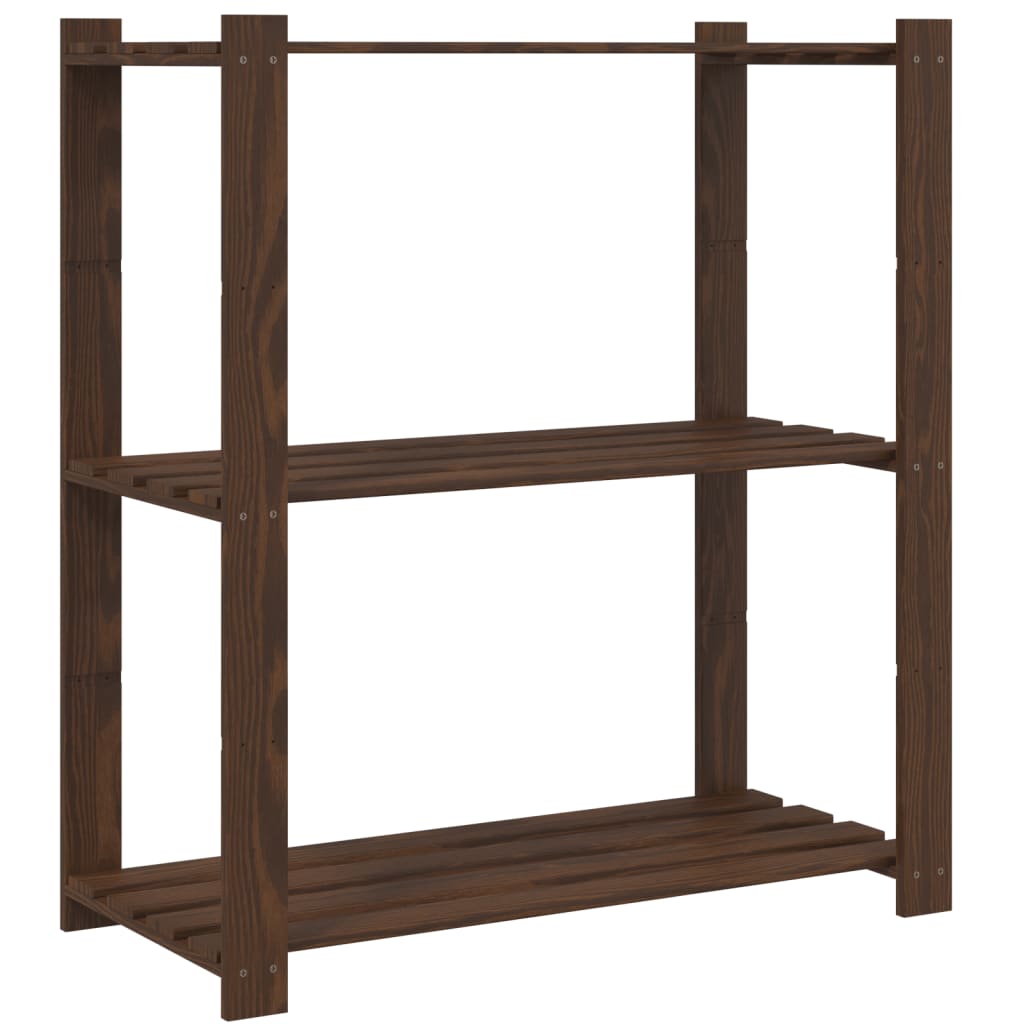Vidaxx Lagerregal 3-lagig 80x38x90 cm massives Kiefernholz braun