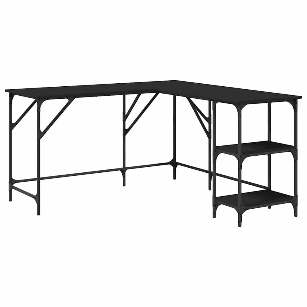 Vidaxl bureau 139x139x75 cm bewerkt hout zwart
