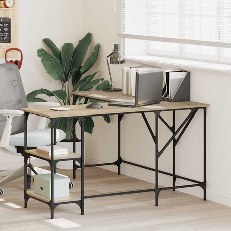 Vidaxl bureau 139x139x75 cm bewerkt hout sonoma eikenkleurig