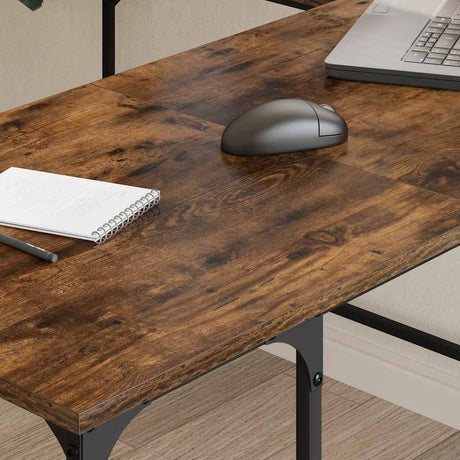 Vidaxl bureau 139x139x75 cm bewerkt hout gerookt eikenkleurig