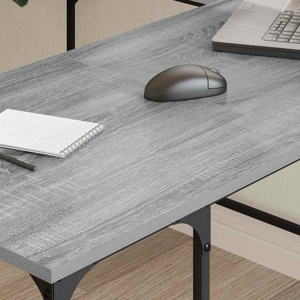 Vidaxl bureau 139x139x75 cm bewerkt hout grijs sonoma eikenkleurig