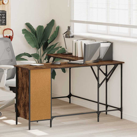 Vidaxl bureau 141x141x75 cm bewerkt hout gerookt eikenkleurig