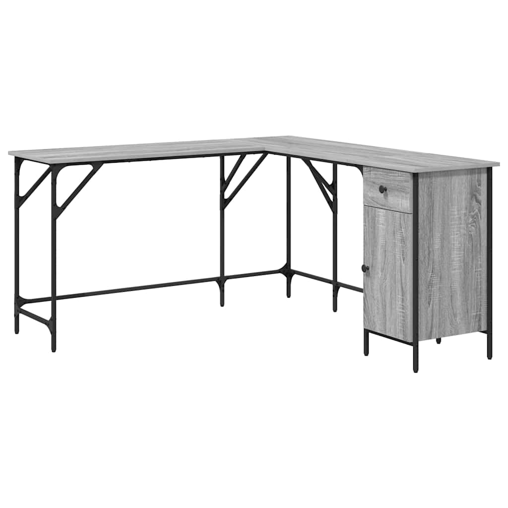 Vidaxl bureau 141x141x75 cm bewerkt hout grijs sonoma eikenkleurig
