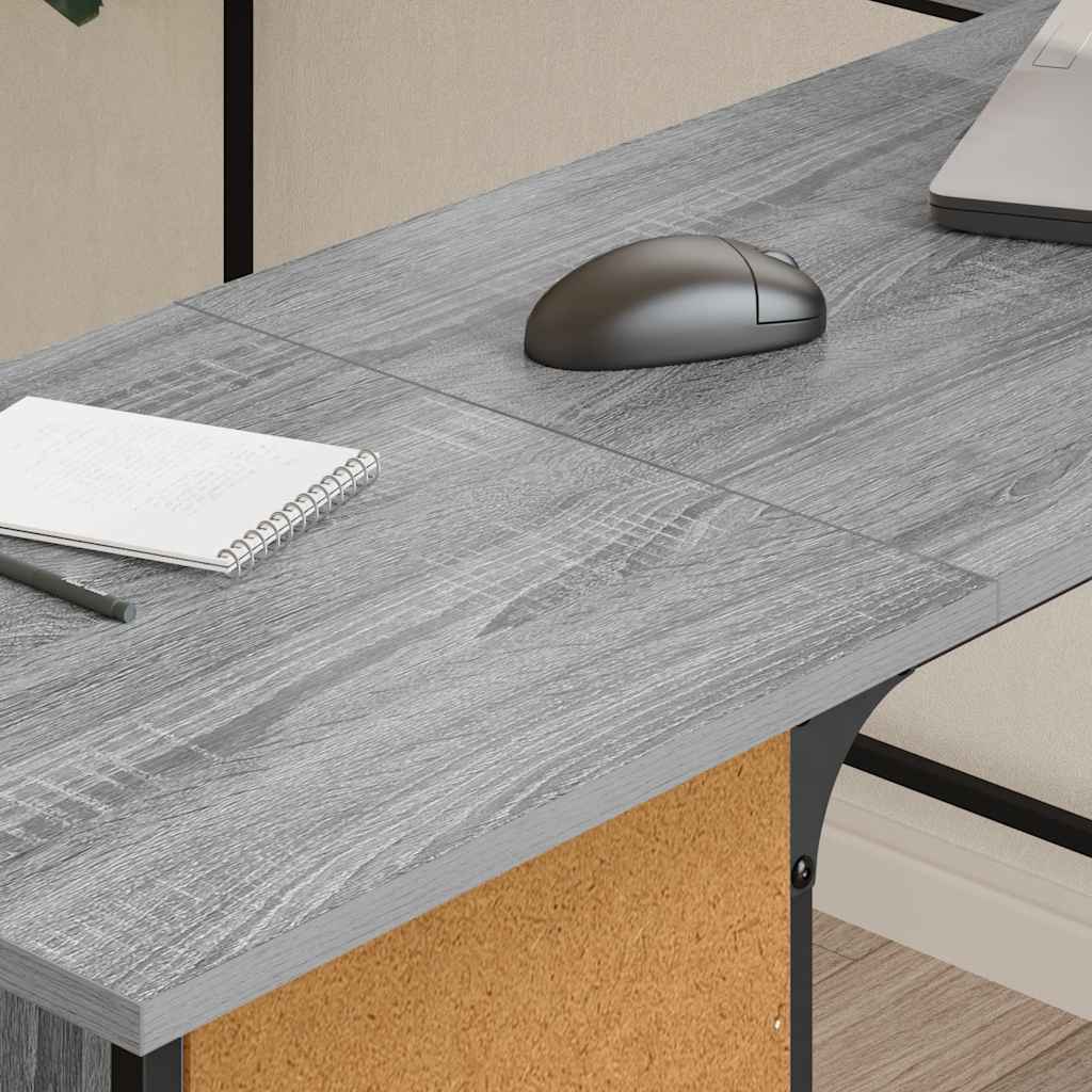 Vidaxl bureau 141x141x75 cm bewerkt hout grijs sonoma eikenkleurig