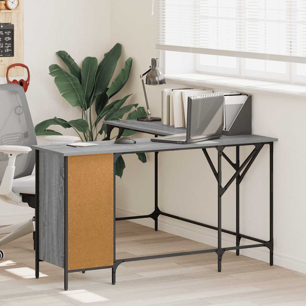 Vidaxl bureau 141x141x75 cm bewerkt hout grijs sonoma eikenkleurig