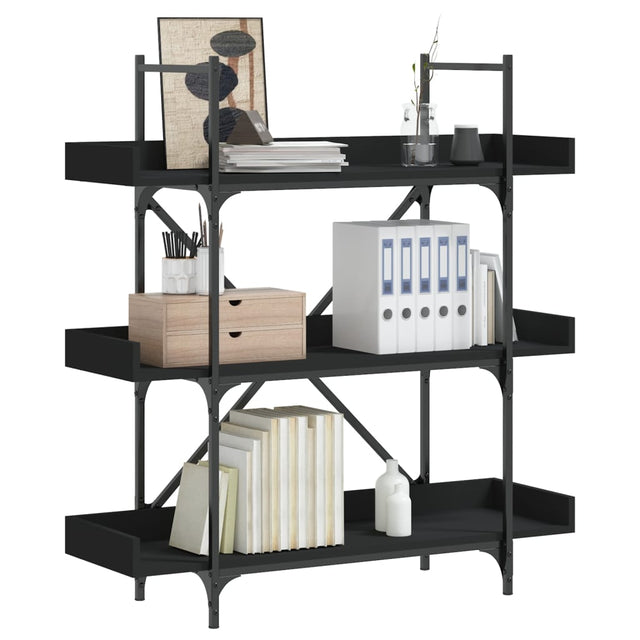 Vidaxl boekenkast 3-laags 100x33x108,5 cm bewerkt hout zwart