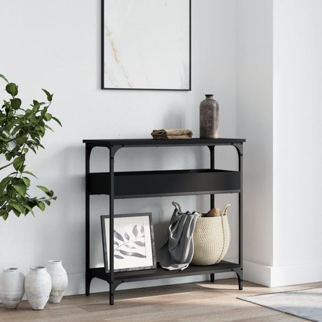 Vidaxl wandtafel met schap 75x29x75 cm bewerkt hout zwart