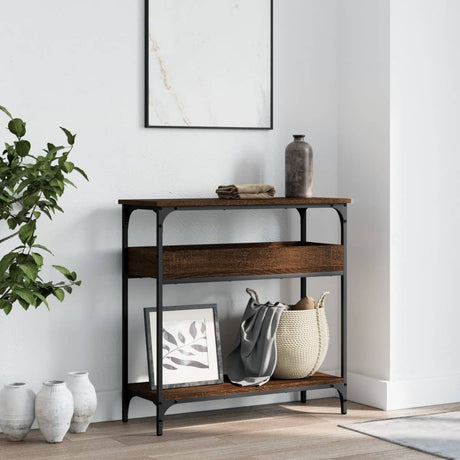 Vidaxl wandtafel met schap 75x29x75 cm bewerkt hout bruin eikenkleur