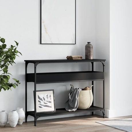Vidaxl wandtafel met schap 100x29x75 cm bewerkt hout zwart