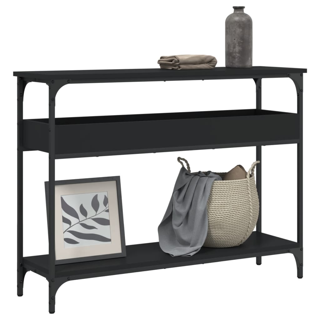 Vidaxl wandtafel met schap 100x29x75 cm bewerkt hout zwart