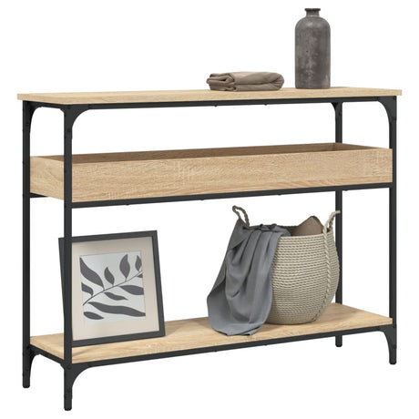 Vidaxl consoletafel met plank sonoma eiken 100x29x75cm bewerkt hout