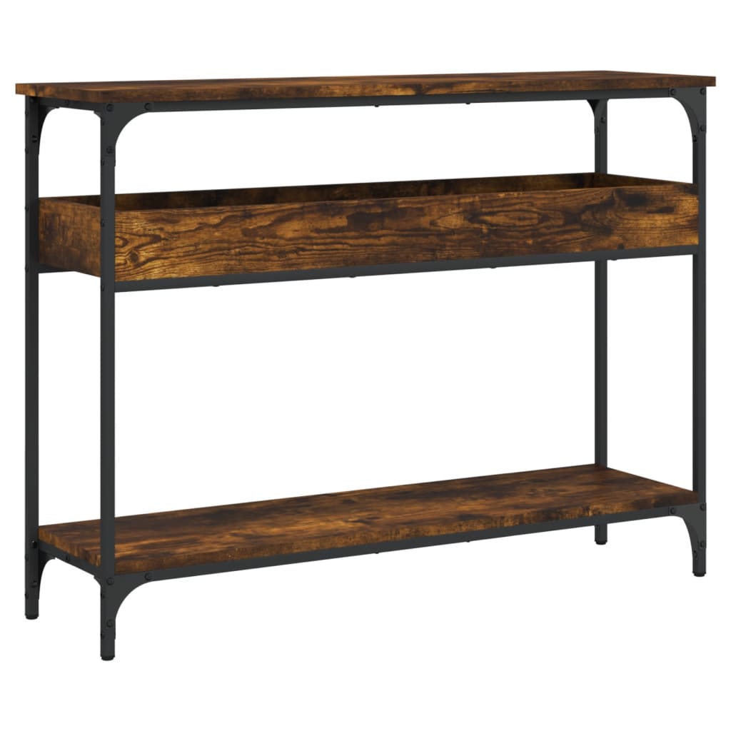 Vidaxl wandtafel met schap 100x29x75 cm bewerkt hout gerookt eiken