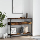 Vidaxl wandtafel met schap 100x29x75 cm bewerkt hout gerookt eiken