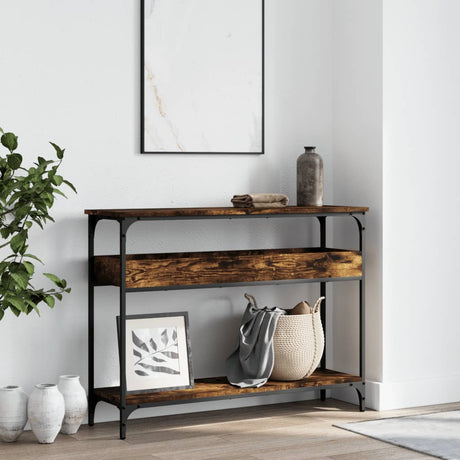 Vidaxl wandtafel met schap 100x29x75 cm bewerkt hout gerookt eiken