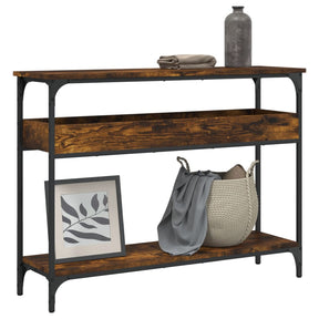Vidaxl wandtafel met schap 100x29x75 cm bewerkt hout gerookt eiken