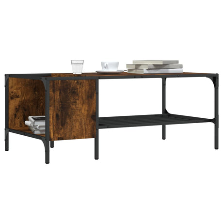 Vidaxl salontafel met rek 100x51x40 cm bewerkt hout gerookt eikenkleur