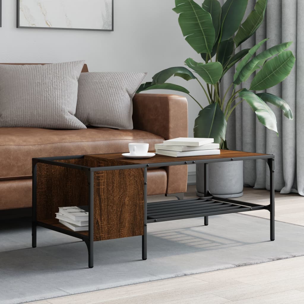 Vidaxl salontafel met rek 100x51x40 cm bewerkt hout bruin eikenkleur