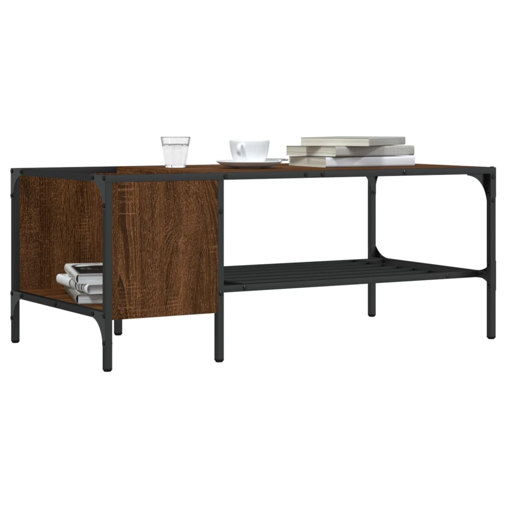 Vidaxl salontafel met rek 100x51x40 cm bewerkt hout bruin eikenkleur