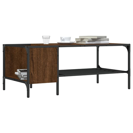 Vidaxl salontafel met rek 100x51x40 cm bewerkt hout bruin eikenkleur