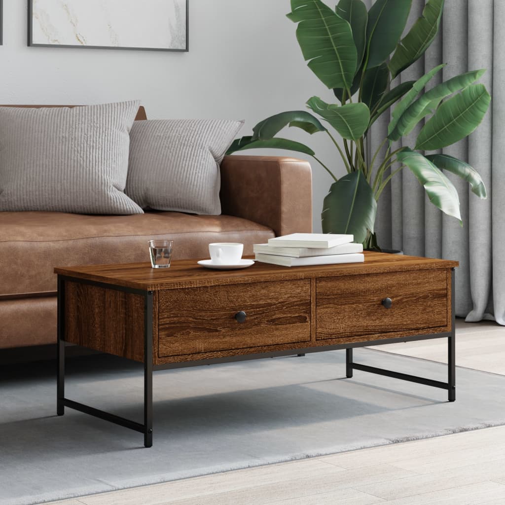 Vidaxl salontafel 101x49x39,5 cm bewerkt hout bruin eikenkleur