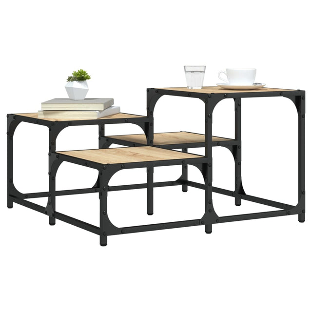 Vidaxl salontafel 68x68x40 cm bewerkt hout sonoma eikenkleurig