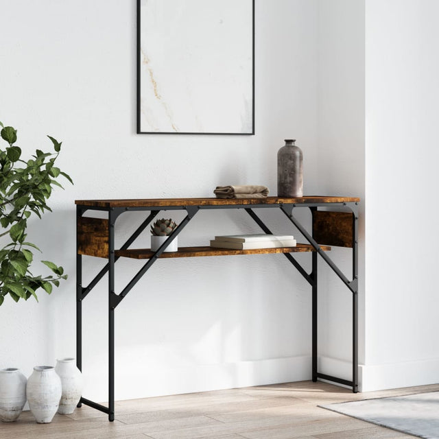 Vidaxl wandtafel met schap 105x30x75 cm bewerkt hout gerookt eiken