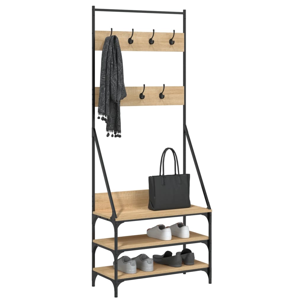 VidaXL Kleiderständer mit Schuhablage 72x34x184 cm Sonoma-Eiche