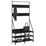 VidaXL Kleiderständer mit Schuhablage 90x34x184 cm schwarz