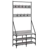 VidaXL Kleiderständer mit Schuhregal 90 x 34 x 184 cm, Farbe Sonoma-Eiche grau