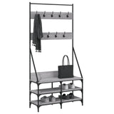 VidaXL Kleiderständer mit Schuhregal 90 x 34 x 184 cm, Farbe Sonoma-Eiche grau