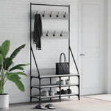 VidaXL Kleiderständer mit Schuhregal 90 x 34 x 184 cm, Farbe Sonoma-Eiche grau