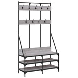 VidaXL Kleiderständer mit Schuhregal 100 x 40 x 184 cm, Farbe Sonoma-Eiche grau
