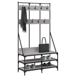 VidaXL Kleiderständer mit Schuhregal 100 x 40 x 184 cm, Farbe Sonoma-Eiche grau