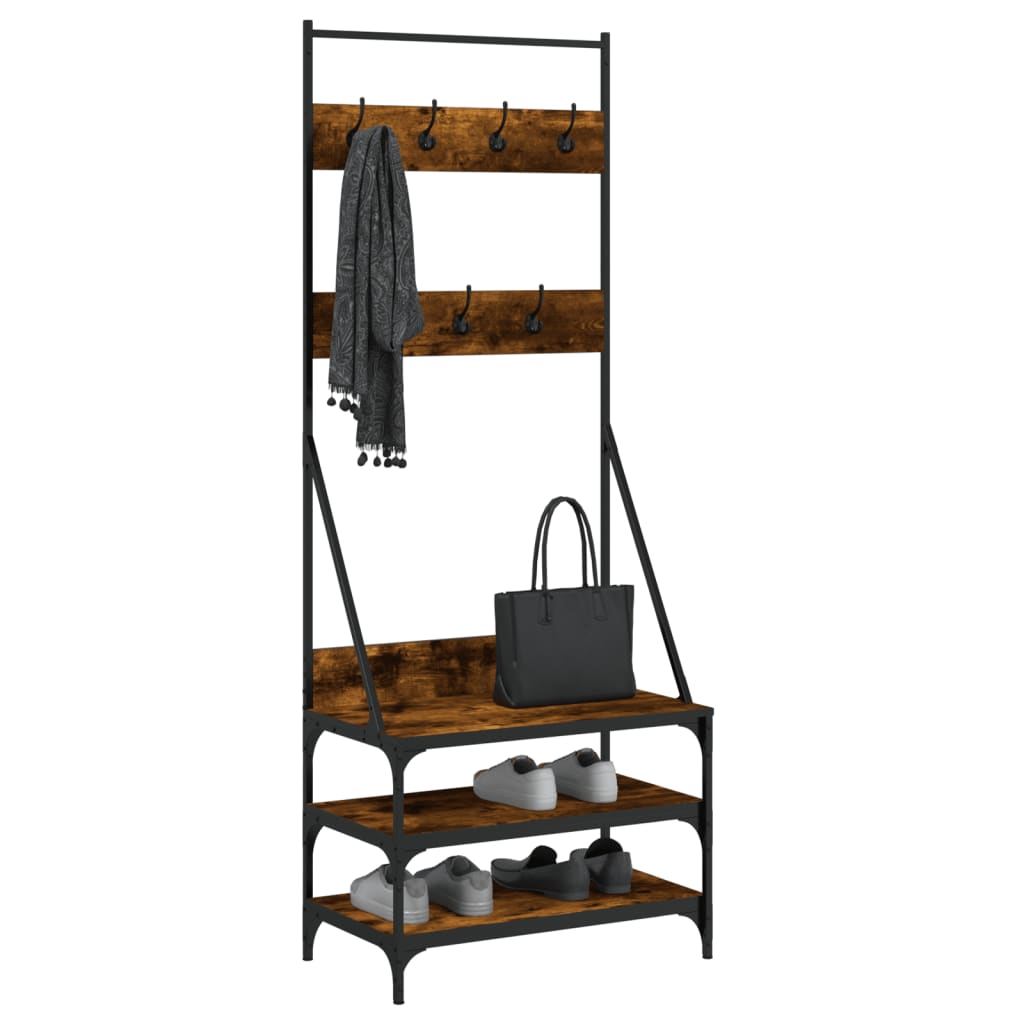 VidaXL Kleiderständer mit Schuhablage 70x40x184 cm Räuchereiche