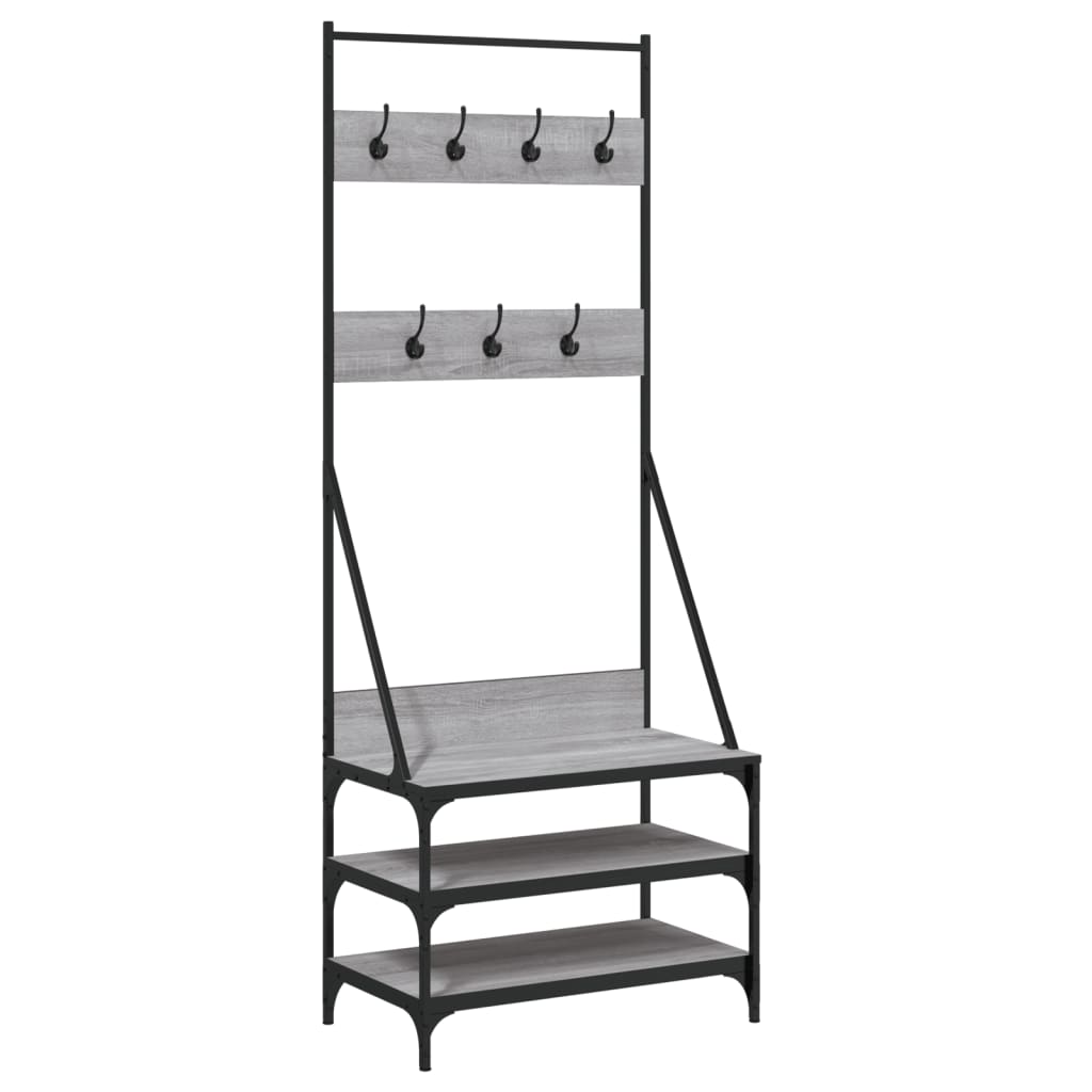 VidaXL Kleiderständer mit Schuhregal 70x40x184 cm, Farbe Sonoma-Eiche grau