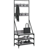 VidaXL Kleiderständer mit Schuhregal 70x40x184 cm, Farbe Sonoma-Eiche grau