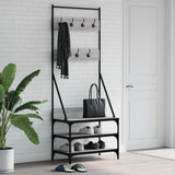 VidaXL Kleiderständer mit Schuhregal 70x40x184 cm, Farbe Sonoma-Eiche grau