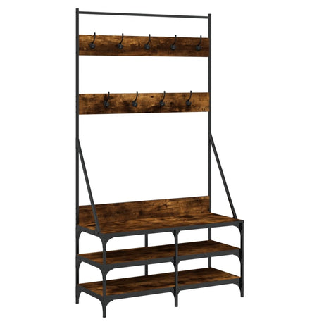 VidaXL Kleiderständer mit Schuhablage 100x40x184 cm Räuchereiche