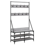 VidaXL Kleiderständer mit Schuhregal 100 x 40 x 184 cm, Farbe Sonoma-Eiche grau