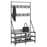 VidaXL Kleiderständer mit Schuhregal 100 x 40 x 184 cm, Farbe Sonoma-Eiche grau