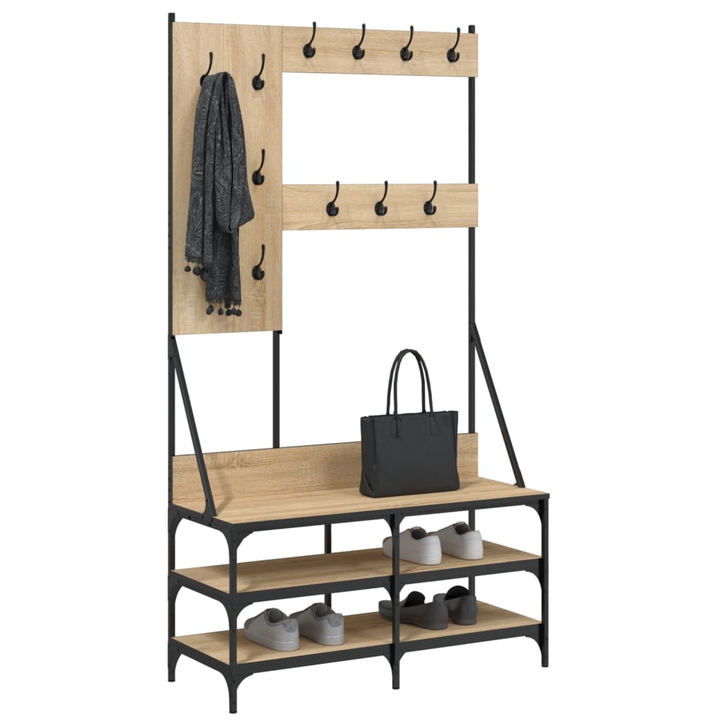 VidaXL Kleiderständer mit Schuhablage 100x40x184 cm Sonoma-Eiche-farbig