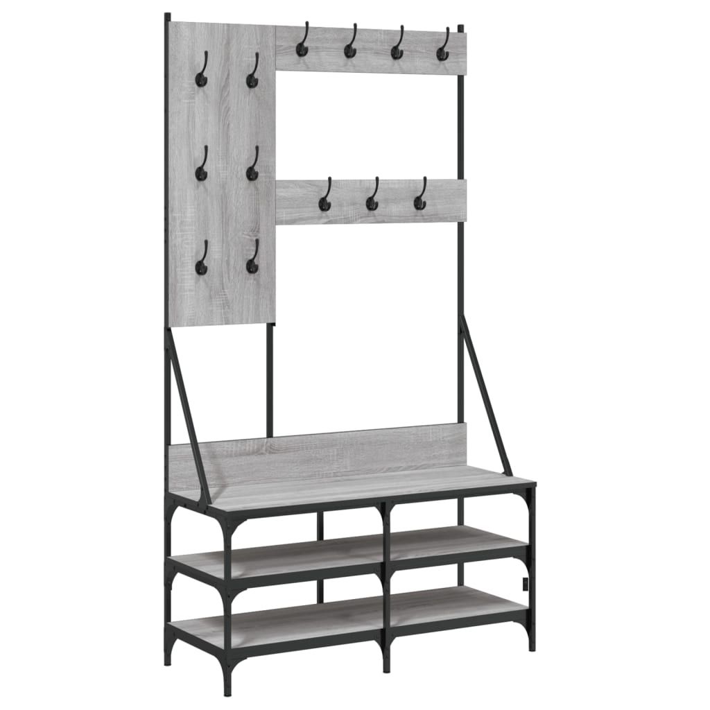 VidaXL Kleiderständer mit Schuhregal 100 x 40 x 184 cm, Farbe Sonoma-Eiche grau