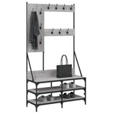 VidaXL Kleiderständer mit Schuhregal 100 x 40 x 184 cm, Farbe Sonoma-Eiche grau