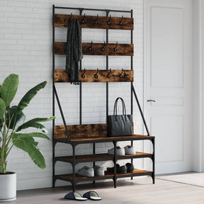VidaXL Kleiderständer mit Schuhablage 100x40x184 cm Räuchereiche