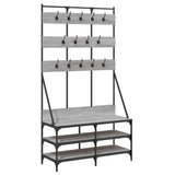 VidaXL Kleiderständer mit Schuhregal 100 x 40 x 184 cm, Farbe Sonoma-Eiche grau