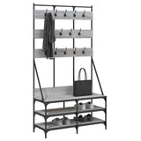 VidaXL Kleiderständer mit Schuhregal 100 x 40 x 184 cm, Farbe Sonoma-Eiche grau